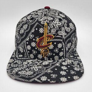 Cleveland Cavaliers Hat Cap Snap Back Black Paisley NBA Basketball Adidas Mens